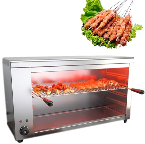 Commercial Electric Salamander Broiler Grill - Countertop Stainless Steel Oven with Adjustable Thermostat 50°C-300°C for Steak, Fish, Chicken, and Sandwiches