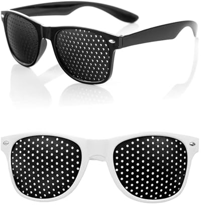 HUVZOR 2 Stück Rasterbrille Augentraining,Lochbrille für Entspannung,Pinhole Glasses zur Verbesserung des Sehvermögen,Lochbrille für Augentraining Original,Gitterbrille für Augenentspannung im Alltag