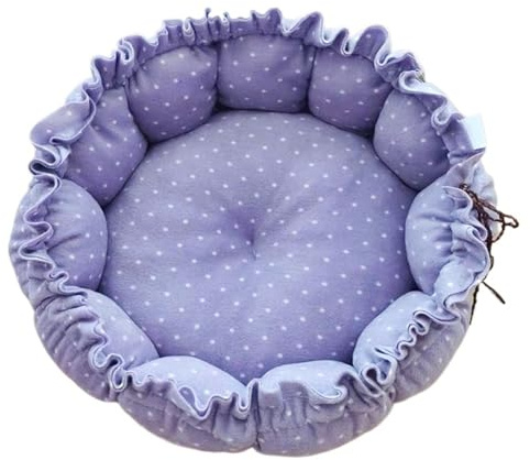 ZBFGEPLV Kreativ, mjuk och varm husdjurskudde med justerbar dragsko för husdjur 1 styck (aro lila prickar, M diameter 55 cm)