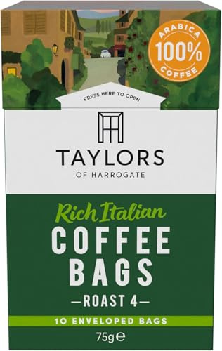 Taylors of Harrogate, Roast 4, Rich Italian Coffee Bags, 10 Enveloped Bags (Pack of 1)