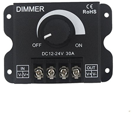 JOYLIT LED Dimmer Switch 12V 24V 30A PWM Knob Rotary Dimming Brightness Controller 360W for LED Strip Lights, LED Module Light