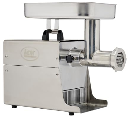 LEM Products BigBite #8 Meat Grinder, 0.5 HP Commercial-Quality Stainless Steel Electric Meat Grinder for Home Use, Heavy-Duty Food Processor for Grinding, Sausage Stuffing, Cooking