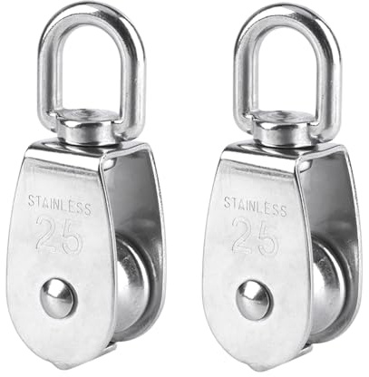 BuxiuGK 2 stycken 25 mm enkel remskiva i rostfritt stål remskiva remskiva remskiva 150 kg - silver
