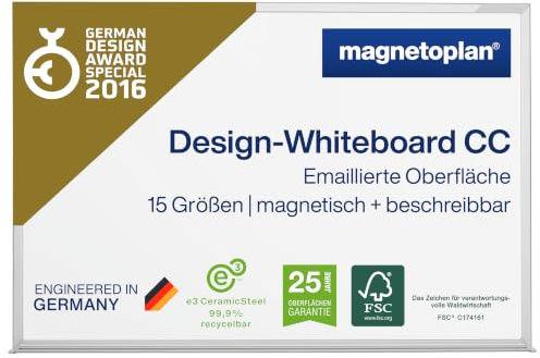 magnetoplan Design-Whiteboard CC | Magnettafel BxH 1000x900mm | Magnettafel mit emaillierter Oberfläche | Perfekte Schreibfläche + Memoboard für Büro- und Konferenzräume, Homeoffice