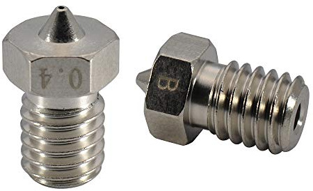 Upgrade 3D Printer Plated Wear Resistant M6 Thread Brass Nozzle 0.4mm For 1.75mm V5 V6 Hotend Titan Aero Extruder Prusa I3 MK3 MK3S Anycubic I3 Mega 3D Printer (2x0.4mm)