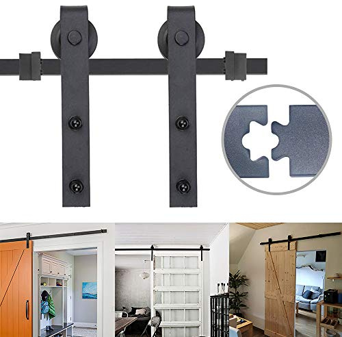 NAIZY Schiebetürsystem Set, Schiebetürbeschlag, inklusive Laufschiene, Schiebetür Zubehörteil für Küchentür, Scheunentür Studientür - 6.5ft (200cm)