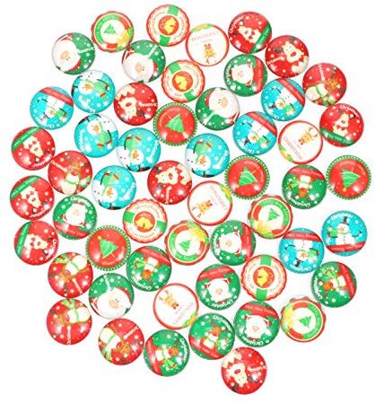 Milisten 50 Stücke Glas Cabochon 25mm Glasnuggets Weihnachten Kühlschrank Aufkleber Glassteine Muggelsteine Selbstklebend für Weihnachtsgeschenke Armband Lünette Anhänger