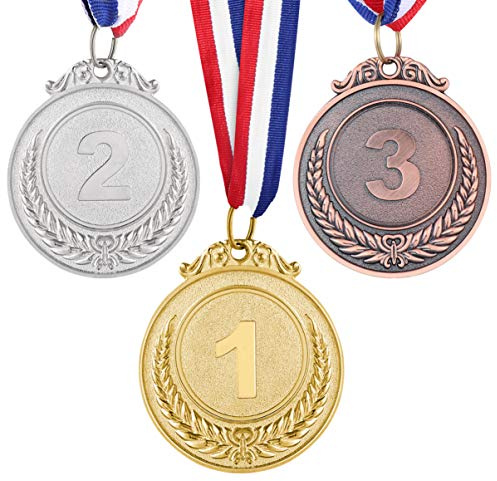 Toyandona Metal Award Medals with Neck Ribbons for Sports Academics Competitions 1St 2Nd 3Rd Place Gold Silver Bronze Sports Medals Diameter 2 Inches