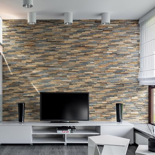 Wooden Wall Design, Altholz 3D Wandpaneele, Wandverkleidung Selectio | 1 m2, echtes Holz mit natürlicher Textur, einfache Montage, Innenbereich, Natürliche Oberfläche, sauber zuschneidbar