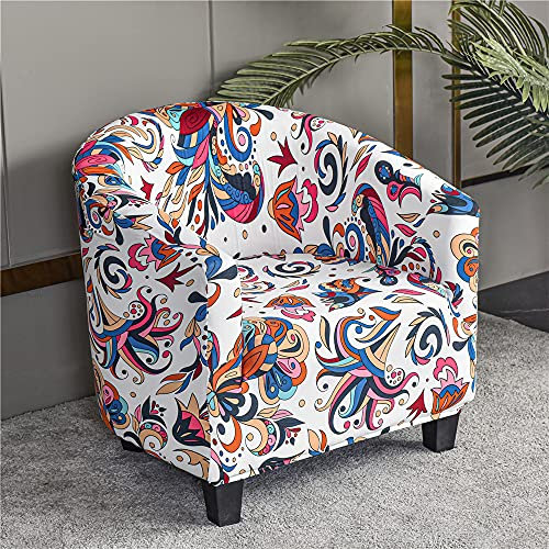 Highdi Sesselschoner Sesselüberwurf mit Elastisch Stretch Husse, Club Chair Einsitzer Schonbezug Sofabezug mit hoher Dehnung Sessel für Clubsessel Loungesessel Cocktailsessel (Orangenblüte)