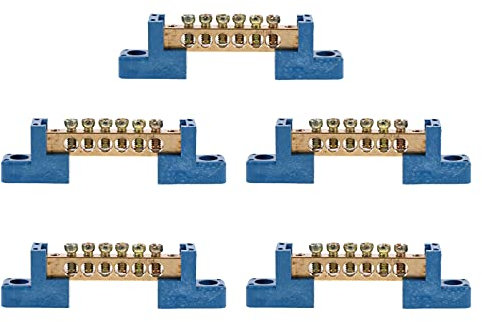 VILLCASE Electrical Terminal Copper Strip Car Grounding Bus Bar Brass 5pcs Terminal Block