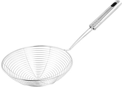 NOPEILVI Edelstahl Spinne Skimmer, Küchensieb, Klassisch, Silbers, Drahtlöffel, Schöpfkelle für Nudeln & Braten, Spinnensieb, Küchenutensil, FOOD_STRAINER, Edelstahl, Dishwasher Safe