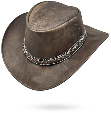 Lederhut Wickelhut knautschbar Western Cowboy – Outdoor Hut Reiten, Wandern & Abenteuer Big Jake