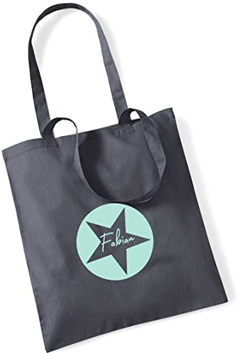 Stofftasche Stern personalisiert mit Namen | Bedruckter Jutebeutel Stoffbeutel für Kinder | Stern-Design mit Name für Schule, Kindergarten