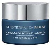 MEDITERRANEA COSMETICS Crema Viso Uomo Antirughe con 4MAN Complex Acido Ialuronico e Baobab Idratante Tonificante Opacizzante per Pelle Maschile Effetto Mat 50 ml