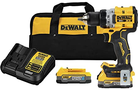 DEWALT Kit de taladro inalámbrico MAX XR de 20 V, taladro y conductor, 1,27 cm, baterías, cargador y bolsa incluidos (DCD800E2)