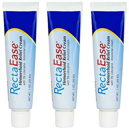 Globe RectaEase 5% Lidocaine (3 Pack) Hemorrhoid Relief Cream 1 oz Tube, Anorectal Cream, Rapid Numbing Relief, Hemorrhoid Treatment from Itch and Burn