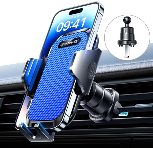 VANMASS 2026 Handyhalterung Auto Handy-Ständer Bombenfest Lüftungshaken Handy Halterung Auto Lüftung 100% Sicherer Griff Handyhalter 360°Drehbar Autohalterung Handy für iPhone Samsung Smartphone,Blau