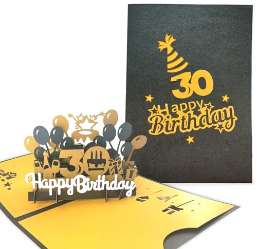 Geburtstag Karte zum 30. Geburtstag Pop up 3D Happy Birthday Grußkarte Geburtstagskarte Kreative Geburtstagsgeschenk für Familie und Freunden