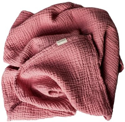 FRIDASON Spucktuch Musselintuch 60x60cm Bio-Baumwolle GOTS und Oeko-Tex 100 für Junge und Mädchen (Rose)