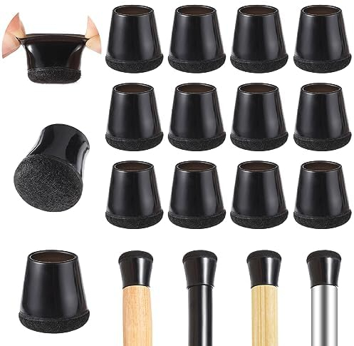 PAEFIU 40 Stück Stuhlbeinkappen, Filzgleiter für Stühle, 30-36MM Verdickte Stuhlbeinschoner Schutzkappen für Rund und Eckig Stuhlbeine zum Schutz von Böden (Groß, Schwarz)