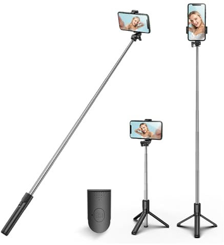 HCTian Selfie Stick Tripod,3 in 1 Extendable 360° Rotation Tripod Stand with Detachable Wireless Remote Portable Mobile Phone Holder Compatible with iPhone,Android,samsung (black)
