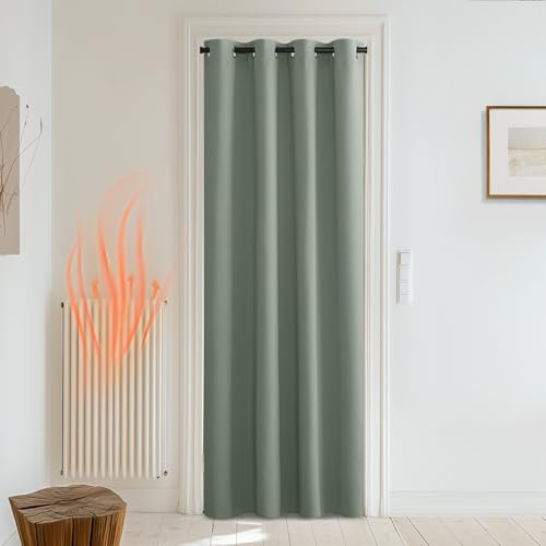 PONY DANCE Sage Green Window Blackout Curtain with Eyelet for Living Room, Thermal Insulated Energy Saving Curtain 90 Inch Drop Extra Long Drapes for Room Darkening, 1 Panel, W52 X L90