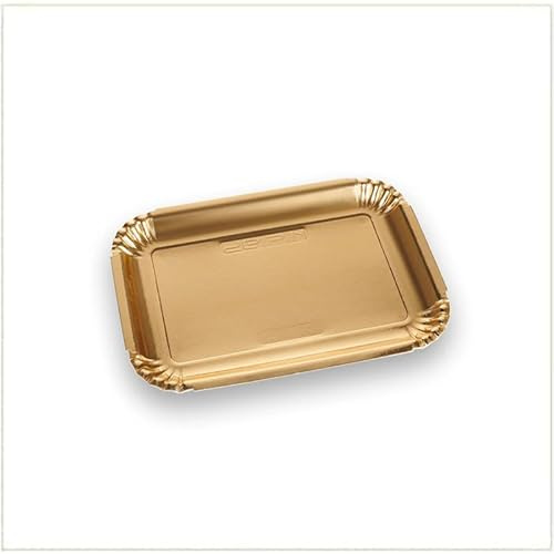 VIRSUS Vassoi per Pasticceria in Cartone Colore ORO, (Misura 3) 23,5x17 cm, Navetta Monouso per Dolci, Pasticcini, Rustici, Torte, 5CF x 20Pz (100)