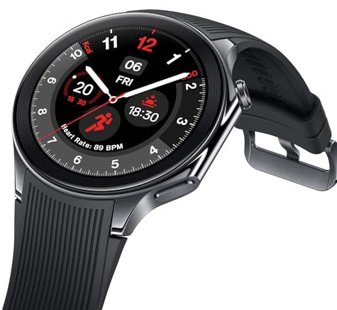 OnePlus Reloj 2 con Wear OS4, chipset Snapdragon W5, hasta 100 horas de duración de la batería, pantalla AMOLED de 3,6 cm, construcción de acero inoxidable y cristal de zafiro, GPS de doble frecuencia