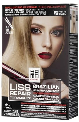 Yama Yamaliss LISS REPAIR KIT Lisciante Capelli alla cheratina Brasiliano 120ml + 90g | per capelli chiari | Fino a 12 settimane | con peptidi e aminoacidi che ripristinano la keratina dei capelli