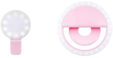 2 Selfie Ring Light Rosa, sunontek Ring Light Telefono, LED 360° Regolabile Clip Luce per Selfie