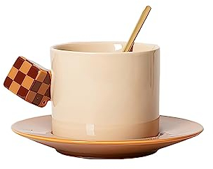Birra particolari Tazza da caffè in ceramica Tazza da caffè con copertina rigida con manici for caffè Tè Cacao caldo Latte Microonde e lavabile in lavastoviglie Bicchieri da birra ( Color : Brown , Si