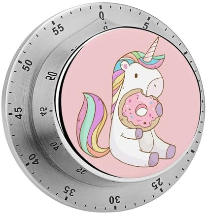 Mechanical Timer Unicorn Donut Magnetic Stainless Steel For Cooking Fitness Baking Learning Kitchen 8cm