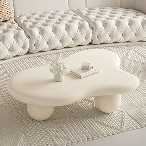 SFJATTA Unregelmäßiger Beistelltisch und Wolken-Couchtisch, Hölzerner Bauernhaus-Couchtisch, Einfacher Moderner Cocktailtisch in Der Mitte, für Wohnzimmer, Empfangszimmer, Büro(Beige,100 * 69 * 30cm)