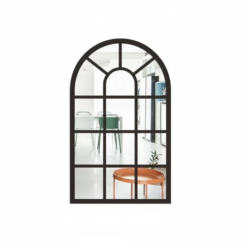 FLCPJGV Runder Fensterspiegel, Elegante Wanddekoration, Zeitgemäßer Spiegel für Wohnbereiche, Schwarz