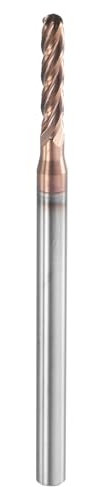 sourcing map Ball Nose End Mill 4 Flute 3/32 Diameter 1/8 Shank Tungsten Carbide Uncoated Spiral CNC Router Bits 1/2 Cutting Length Single End Ball for Carving Engraving Grinding