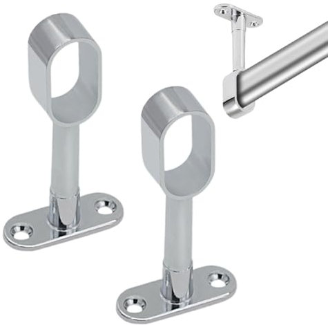 Asta ovale in lega di zinco da 2 pezzi, staffa per armadio senza viti, asta centrale ovale per appendiabiti, staffa per asta per tende, adatta per appendere le tende nell'armadio dell'armadio