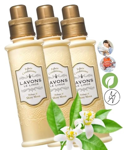 LAVONS Natural Fabric Conditioner for Sensitive Skin, Plant-Based Laundry Softener for Baby & Pet, Reduces Fabric Wrinkles, Long-Lasting Scent & Odor Control from Japan, SHINY MOON, 20.3 Fl Oz 3 Count