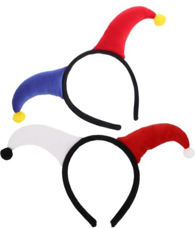 TOYANDONA 2stücke Weiß Rot Clown Stirnband Karnevalsclown Stirnband Halloween Clown Kostüm Mardi Gras Headwear Karneval Kostüm
