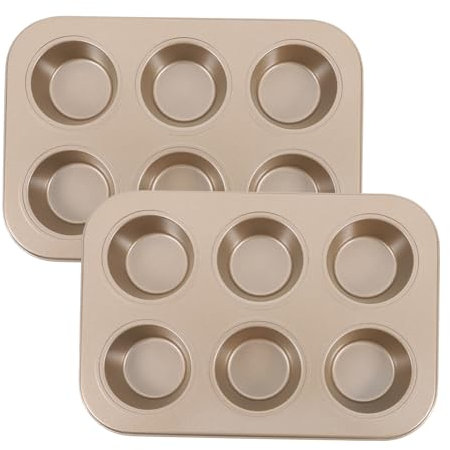 TIDTALEO 2pcs Stainless Steel Muffin Tins Non-Stick Coating Muffin Cake Molds Versatile Baking Tins for Egg Tart Cookie Baking Cupcake Molds Cake Tray Cupcake Maker Loaf Pan