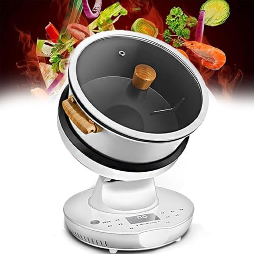 Cplsntaeam Machine de Cuisson Automatique 8L | Robot culinaire Commercial | Machine à sauté multifonctionnelle | Rotation à 360° et Chauffage électromagnétique | pour Faire Sauter, mijoter, Cuire