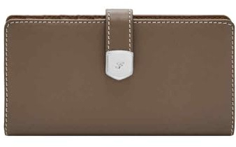 Fossil Lennox Leder oder Polyester Geldbörse für Damen Kaffeebraun 17.15 cm L x 1.91 cm W x 8.89 cm H