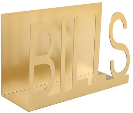 Nicear Briefhalter, Schreibtisch-Dokumentenständer, Mehrzweck-Aktenständer für die Organisation von Dokumenten, Briefen, Dokumenten, Briefen (Gold/Rechnungen)