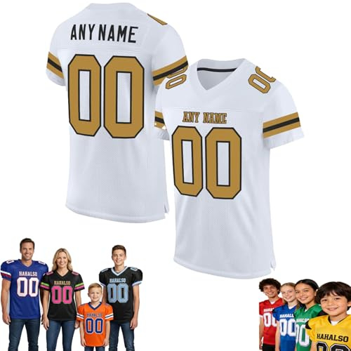Football Trikot, Personalisiert American Football Spieltrikots mit Name Nummer Personalisierte Trikot T-Shirt für Training/Spiel/Individuelles Geschenk Kinder Erwachsene Junge Mädchen Herren Damen