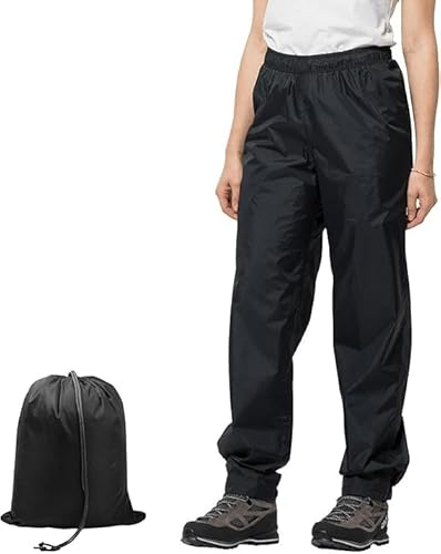 Pantalons imperméables pour femmes, respirants, imperméables, surpantalons pour femmes en randonnée et marche, pantalons légers coupe-vent et imperméables pour femmes en été, Noir , L