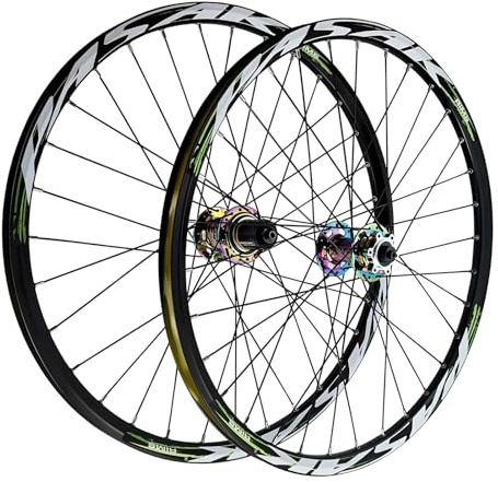 LYYCX AuroraXQ Mountainbike Laufradsatz 26/27.5/29 Zoll, Doppelwand Legierung Scheibenbremse MTB Räder, 32H Edelstahlsprecher Fahrradräder HG Hub 7-12 Geschwindigkeit(Bunt,29 Zoll)