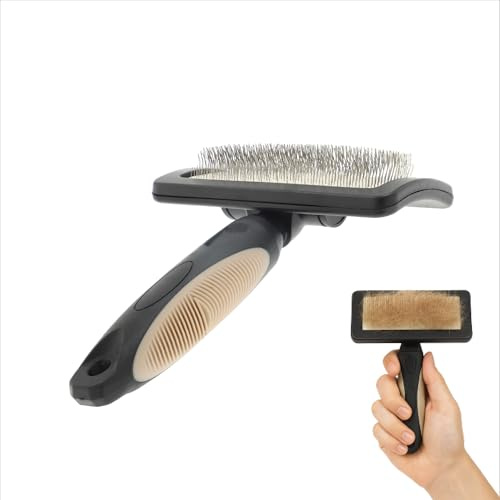 Rosewood Brosse Carde Douce pour Chien Taille S, Brosse pour Poils mi Longs à Longs, Picots Fins en Acier Inoxydable et poignée Ergonomique antidérapante pour Pelage au Quotidien