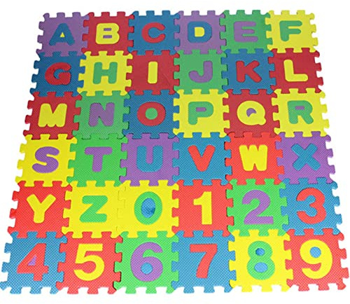 HELEVIA Alphabet-Zahlen-Spielmatte, Bunte 36-teilige Ineinandergreifende Schaumstoffmatte für Kinder, Leicht zu Reinigen, Ineinandergreifende Alphabet-Schaumstoffmatten