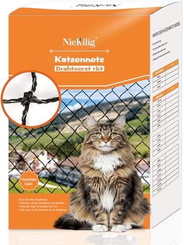 NieKilig Rete per Gatti Balcone Rinforzata, Rete Gatto Balcone, Rete Protezioni Gatti per Balconi, Finestre, Terrazzo, Lucernari e Porte (5x3m)
