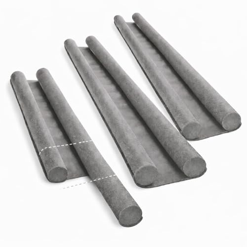 3 Stück Türbodendichtung Set – Zugluftstopper für Türen – Türdichtung gegen Zugluft, Wind & Staub – Türstopper Bodendichtung Energiesparen & Schallschutz (Grau)